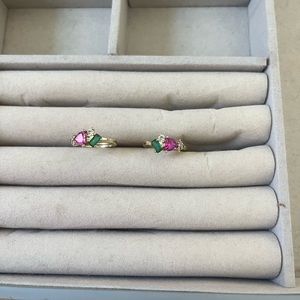 gold hoops with stones